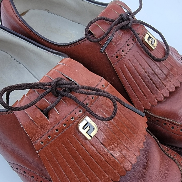FOOTJOY VINTAGE Kiltie Wingtip Derby men\'s golf shoes Size 10 Cognac main image 4